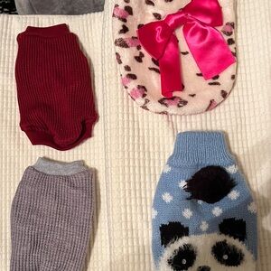 Pink Leopard Print Dog Sweater with Bow